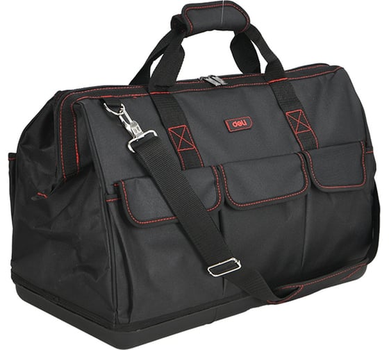 Сумка для инструментов DELI с жестким пластиковым дном Black Edition DL430906 (51х38х26 см, 17 карманов, ткань Oxford 600D) 215849 1