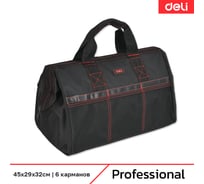 Сумка для инструментов DELI Black Edition DL430907 (45х32х29 см, 6 карманов, ткань Oxford 600D) 215851