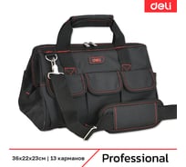 Сумка для инструментов DELI Black Edition DL430902 (36х23х22 см, 13 карманов, ткань Oxford 600D) 215846