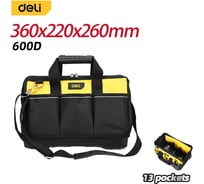 Сумка для инструментов с жестким пластиковым дном DELI DL586119, 12 карманов, плечевой ремень 209056