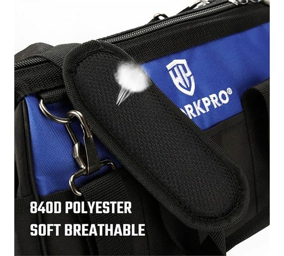 Сумка для инструмента WORKPRO 640D 510x260x290 мм, с широким горлом, на молнии, с пластиковым дном WP281026