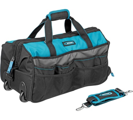 Сумка для инструмента GROSS 500x280x290 мм, выдвижная рукоятка, колеса, наплечный ремень 90276