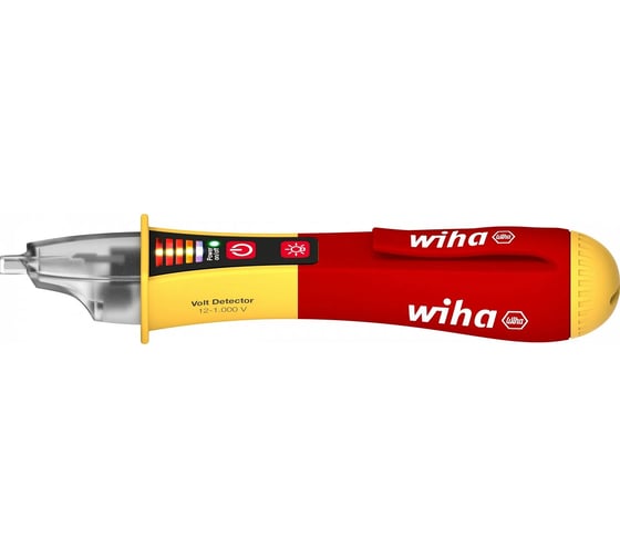 Однополюсный, бесконтактный индикатор напряжения Wiha 12–1000 В переменного тока, в комплекте с двумя батарейками ААА wih43797
