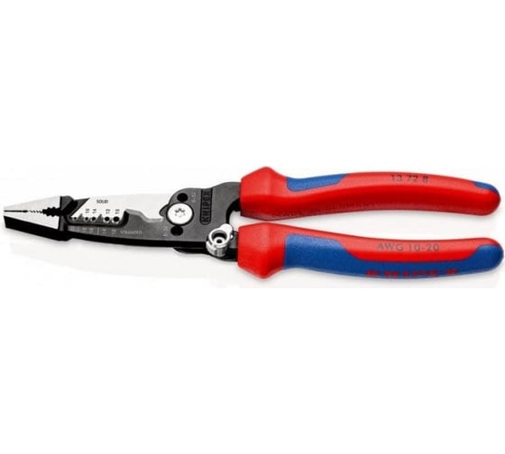 Электромонтажные клещи Knipex 7-в-1, зачистка 18-10 awg, 20-12 awg, рез 15 мм KN-13728