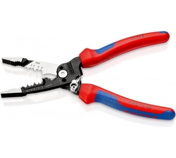 Электромонтажные клещи Knipex 7-в-1, зачистка 18-10 awg, 20-12 awg, рез 15 мм KN-13728