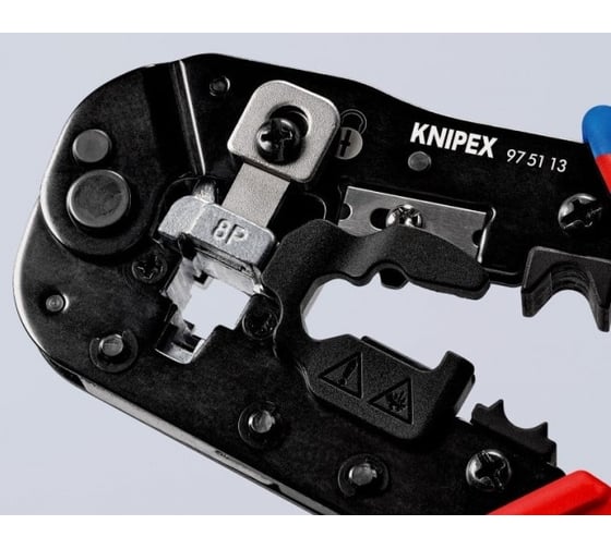 Пресс-клещи для штекеров Knipex 3-в-1, 1 гнездо, 8-пин 8p8c, резка и зачистка кабеля KN-975113SB