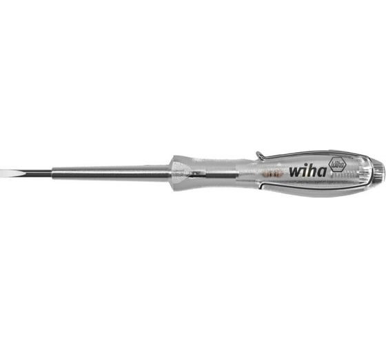 Пробник напряжения Wiha 34745 110-250в softfinish прозрачный, с зажимом, шлиц 3x60 мм wih34745 1
