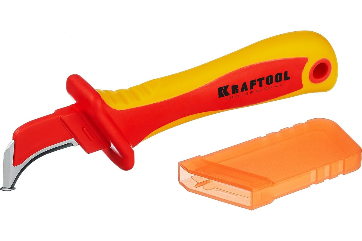  нож электрика KRAFTOOL KN-7 с пяткой, изогнутый 45400 .