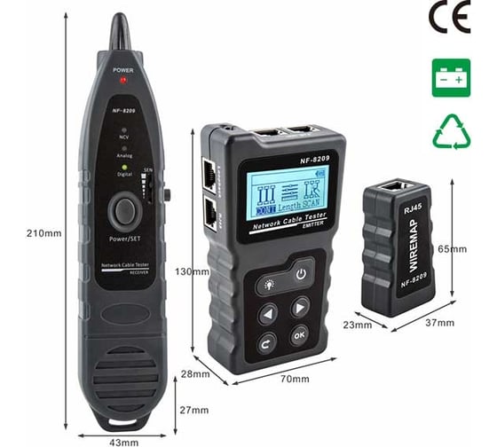 PoE-тестер Noyafa сетевой кабельный NF-8209