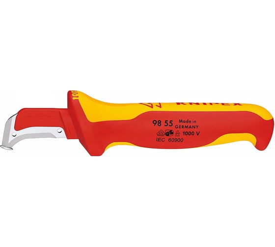 Нож для удаления изоляции KNIPEX VDE, с "пяткой", нержавеющая хирургическая сталь KN-9855SB