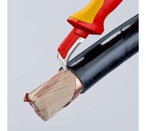Нож для удаления изоляции KNIPEX VDE, с "пяткой", нержавеющая хирургическая сталь KN-9855SB