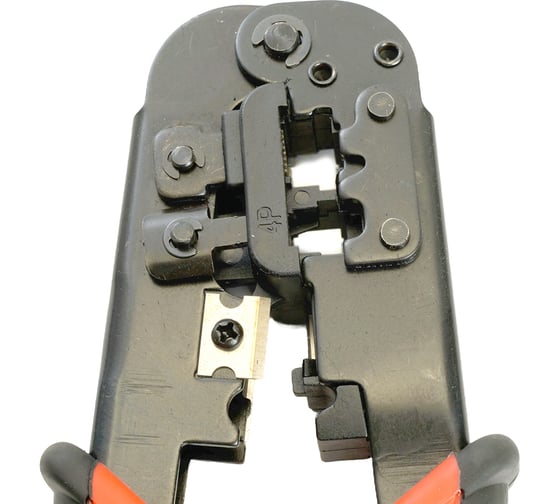 Кримпер STEKKER CTLS007 для обжима RJ разъемов RJ-45 (8P8C), RJ-12 (6P6C) и RJ-11 (6P4C и 6P2C), черный/красный, 49613