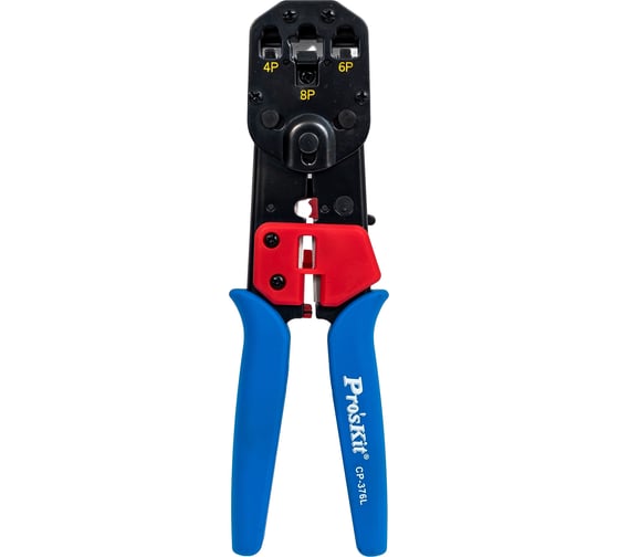 Клещи для обжима витой пары модульных разъемов 8P/6P/4P ProsKit CP-376L С00037352