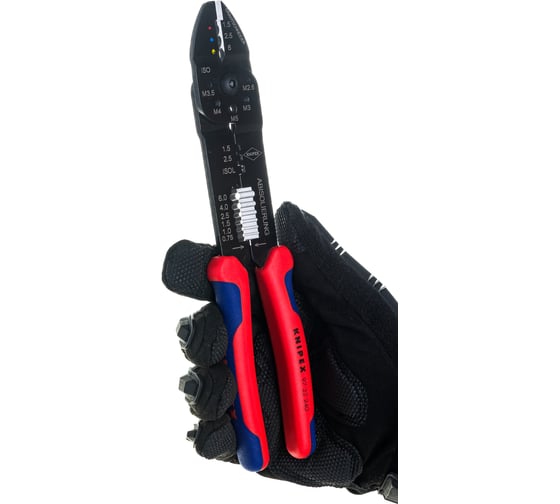 Пресс-клещи для резки и зачистки кабеля KNIPEX 3 гнезда KN-9722240SB
