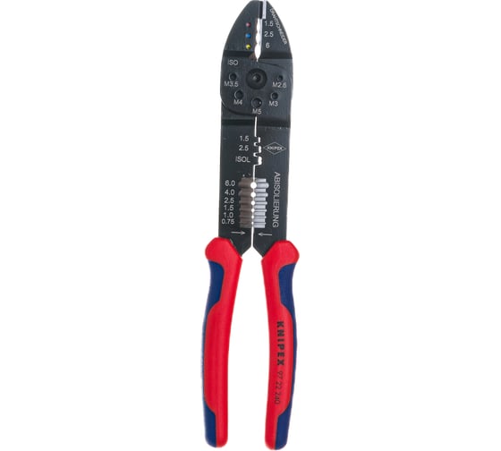 Пресс-клещи для резки и зачистки кабеля KNIPEX 3 гнезда KN-9722240SB
