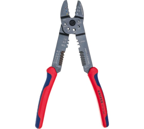 Пресс-клещи для резки и зачистки кабеля KNIPEX 3 гнезда KN-9722240SB
