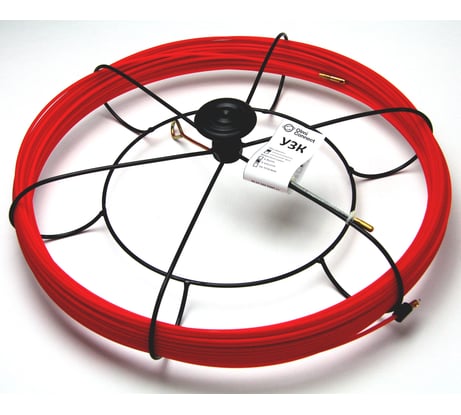 Протяжка стальная OlmiOn, с нейлоновым покрытием, d=3,5 мм L=20 м в кассете №1, красный СТ-К1-3,5/20