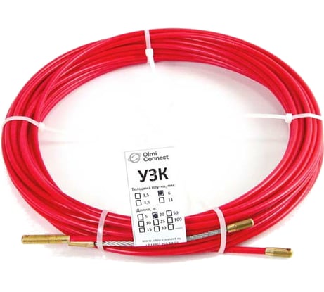 Протяжка стальная OlmiOn, с нейлоновым покрытием, d=3,5 мм L=20 м в бухте, красный СТ-Б-3,5/20
