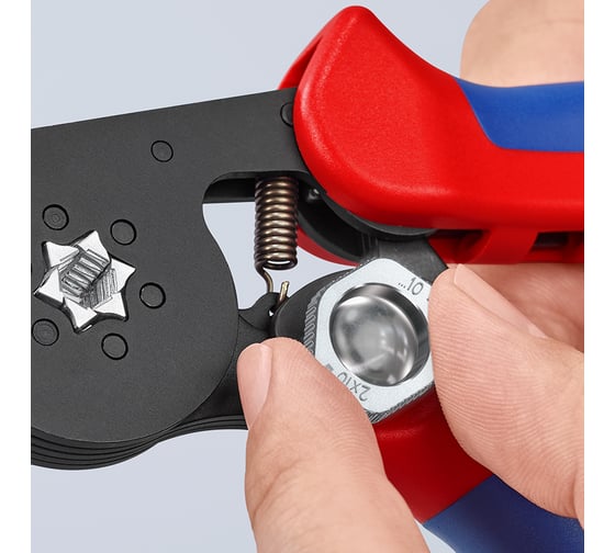 Пресс-клещи 6-гранные, обжимные Knipex KN-975314SB гильзы контакт. 0.08-10 мм², 2-е конц. гильзы 2x4мм²