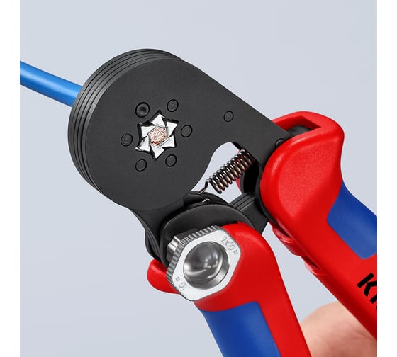 Пресс-клещи 6-гранные, обжимные Knipex KN-975314SB гильзы контакт. 0.08-10 мм², 2-е конц. гильзы 2x4мм²