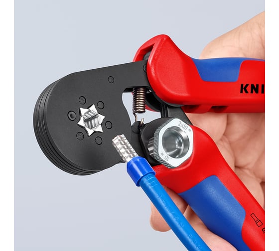 Пресс-клещи 6-гранные, обжимные Knipex KN-975314SB гильзы контакт. 0.08-10 мм², 2-е конц. гильзы 2x4мм²