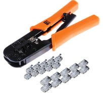 Набор: клещи обжимные TDM ELECTRIC KO-9E RJ-11/45, наконечники RJ-11-10 шт, RJ-45-10 шт, «МастерЭлектрик» SQ1001-0207