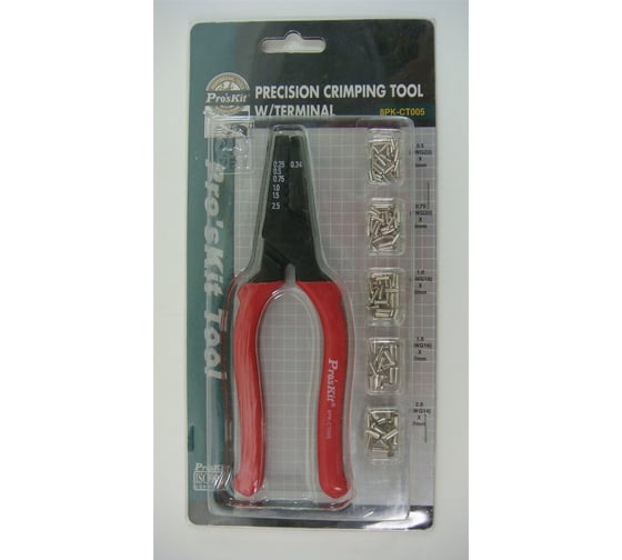 Клещи для обжима неизолированных клемм в комплекте с клеммами ProsKit 8PK-CT005 150 шт. С00036253