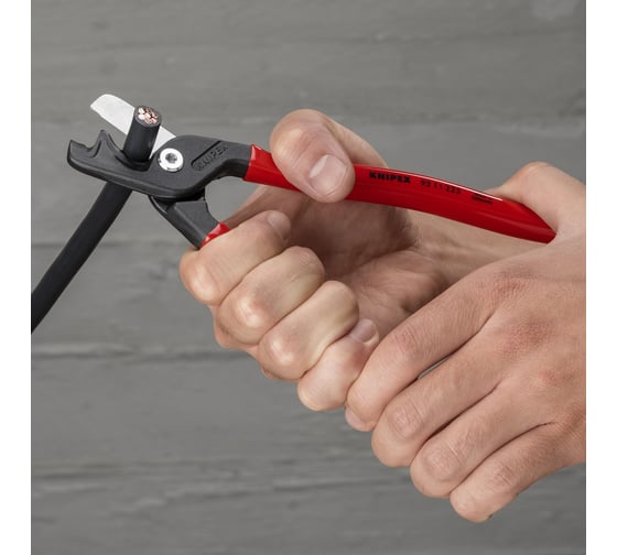 Кабелерез Knipex StepCut XL ступенчатый рез, Ø 23 мм, длина 225 мм, фосфатированный, обливные ручки KN-9511225