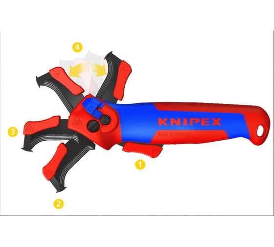 Нож для кабеля Knipex с "пяткой", с трещоткой, 146 мм, 2К ручка KN-1650145SB