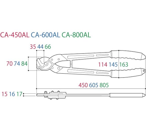 Кабельные ножницы TSUNODA с алюминиевыми ручками CA-800AL