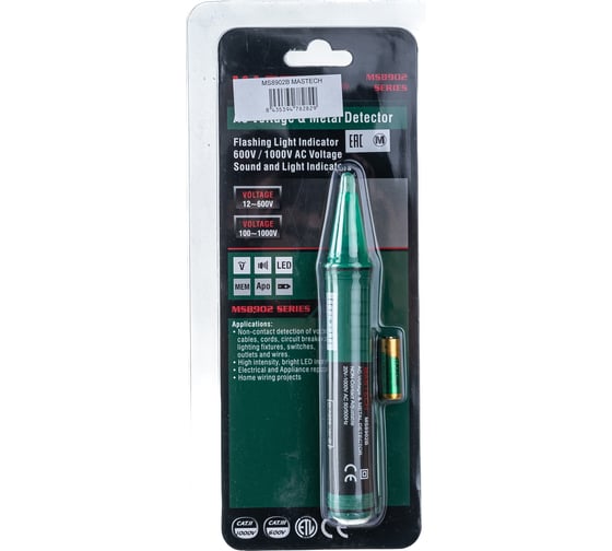 Индикатор напряжения MASTECH MS8902B AC, бесконтактный, металлодетектор 00-00000760