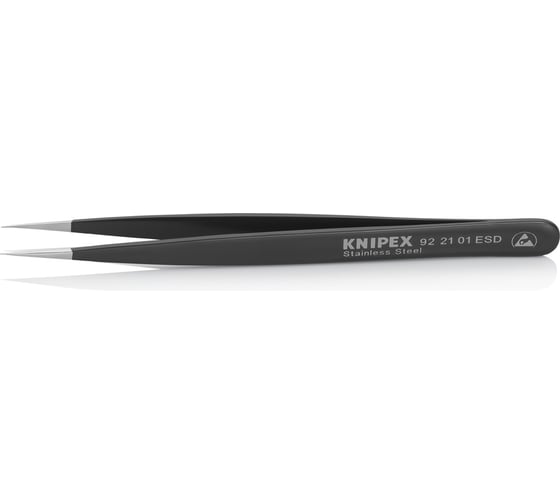 Пинцет универсальный Knipex ESD, нержавеющая сталь, 125 мм, гладкие прямые игловидные губки KN-922101ESD 1