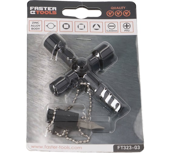 Ключ для электрошкафов FASTER TOOLS КЭШ-8 с битой PH2/SL7 FT323-03