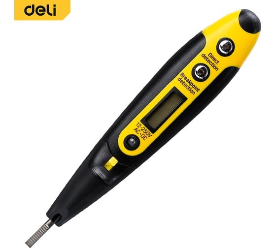 Индикаторная отвертка-тестер напряжения DELI цифровая DL8005 (12-250 В) 133444 1