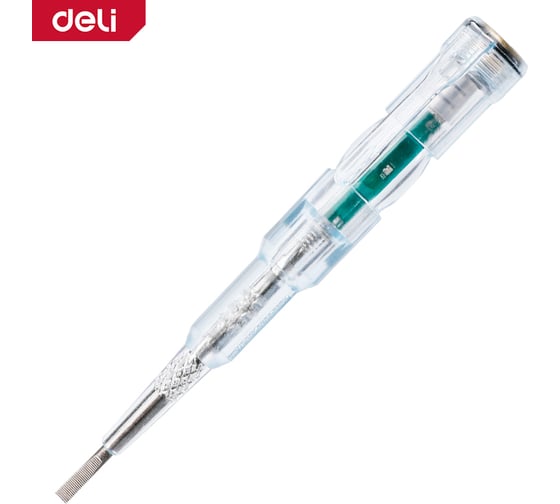 Индикаторная отвертка-тестер напряжения DELI светодиодная DL8004 12-250 В 133456 1