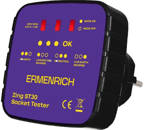 Тестер розеток Ermenrich (Эрменрих) Zing ST30 фиолетовый 83818