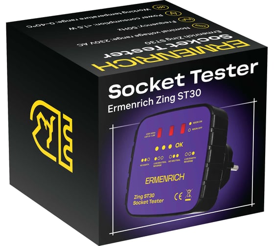 Тестер розеток Ermenrich (Эрменрих) Zing ST30 фиолетовый 83818