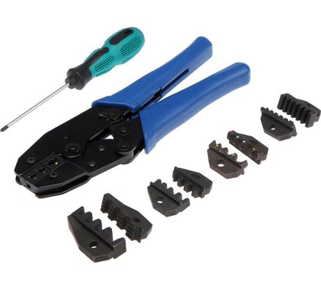 Пресс-клещи в сумке TUNDRA, 5 матриц + отвертка, для опрессовки наконечников проводов 4476074