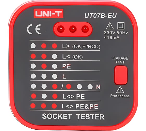 Тестер розеток UNI-T UT07B-EU 13-1121 1
