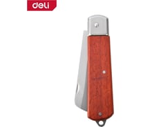 Нож электрика прямой складной DELI 200мм DL0070 (нержавеющая сталь, рукоятка из красного дерева) 178795