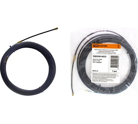 Кабельная протяжка TDM ELECTRIC НКП диаметр 4мм длина 15м с наконечниками нейлоновая (чёрная) SQ0590-0023