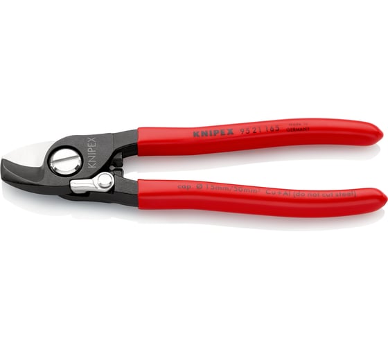 Кабелерез Knipex, с пружиной, рез: кабель d 15 мм, 165 мм, черный, 1К ручки, KN-9521165SB 1