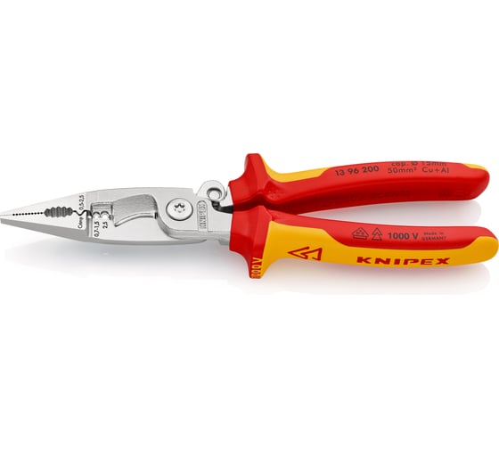 Электромонтажные клещи Knipex VDE, 6-в-1, зачистка: 0.75 - 1.5 + 2.5 мм, L-200 мм, KN-1396200SB