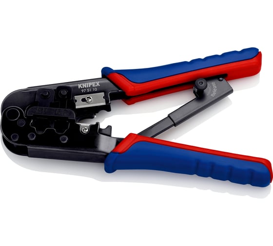 Пресс-клещи для штекеров KNIPEX RJ (Western), 2 гнезда, RJ 11/12, RJ 45, 190 мм, KN-975110SB