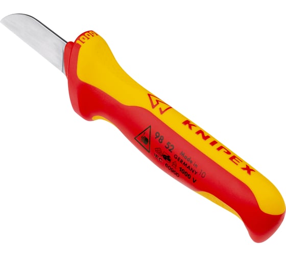 Нож для кабеля KNIPEX VDE, 190 мм, диэлектрический, 2К ручка, KN-9852SB