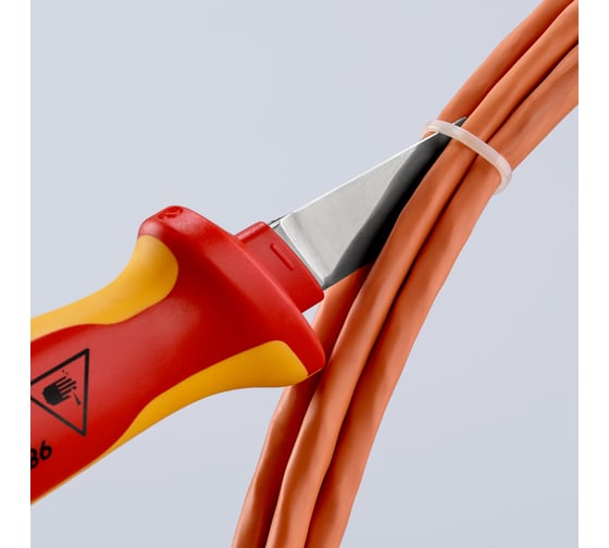 Нож для кабеля KNIPEX VDE, 190 мм, диэлектрический, 2К ручка, KN-9852SB