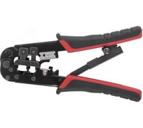 Кримпер для обжима разъемов КУРС RJ11, RJ12, RJ45, прорезиненные ручки 190 мм 60061