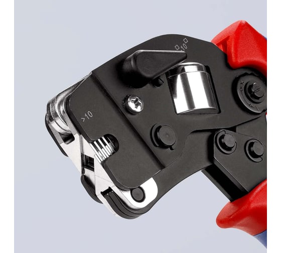 Пресс-клещи для контактных гильз Knipex DIN 46228 1+4, обжим: квадрат, торцевые, 1 гнездо, 0.08-10 + 16 мм², 2 х 6 мм², длина 190 мм, SB KN-975309SB