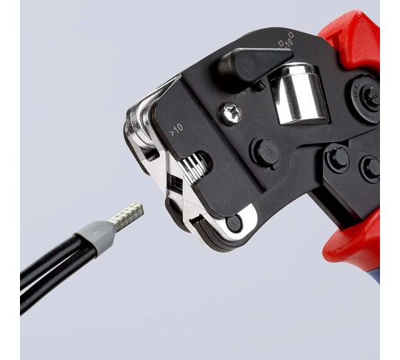 Пресс-клещи для контактных гильз Knipex DIN 46228 1+4, обжим: квадрат, торцевые, 1 гнездо, 0.08-10 + 16 мм², 2 х 6 мм², длина 190 мм, SB KN-975309SB