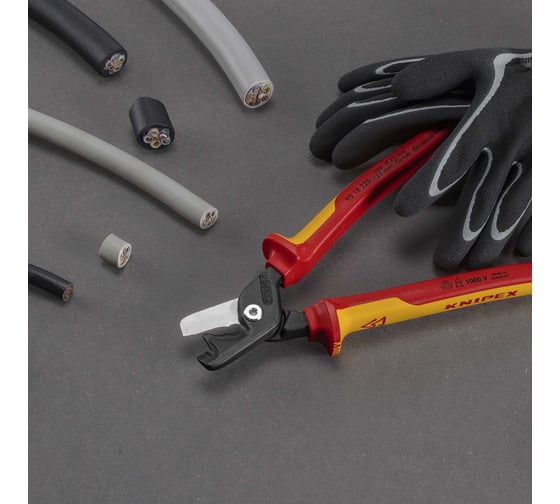 Кабелерез Knipex StepCut XL VDE, ступенчатый рез, O 23 мм (120 мм), 225 мм, хром, 2-комп диэлектрические ручки, SB KN-9518225SB